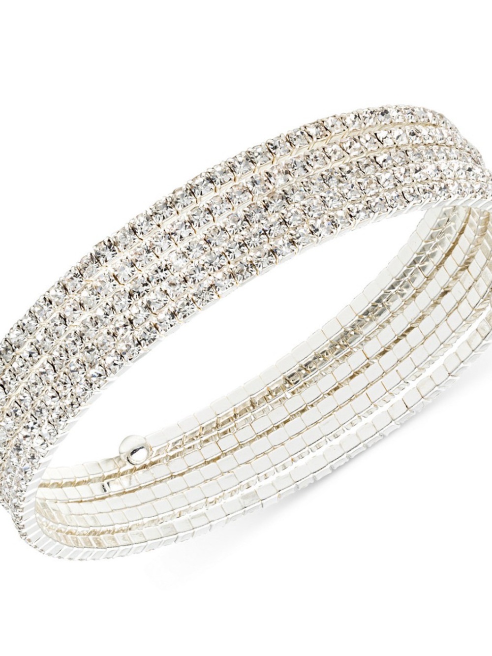 Anne Klein Silver Rhinestone Stretch Bracelet Crystal Statement Bracelet NWOT